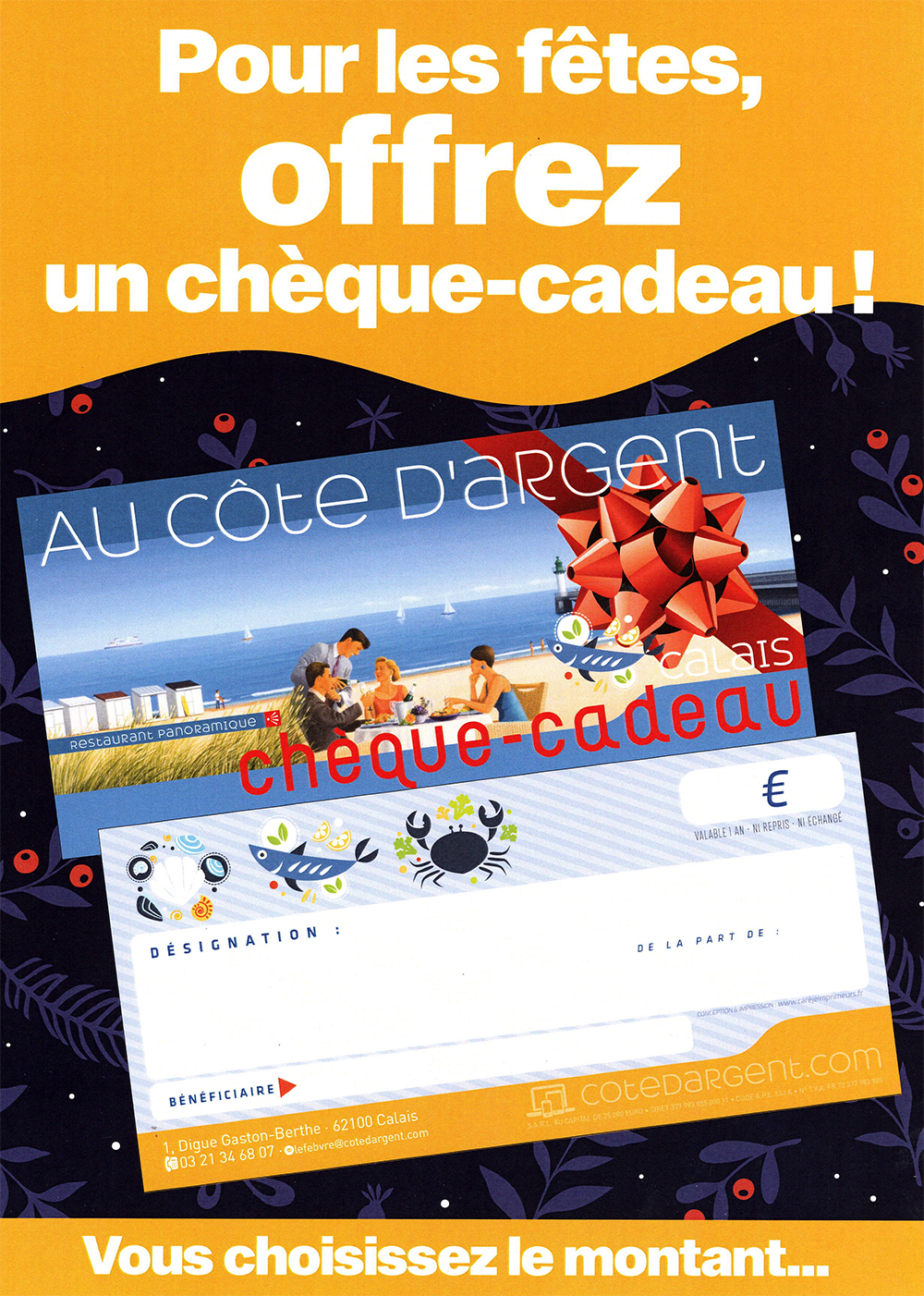 Chèque Cadeau Côte d'Argent Calais